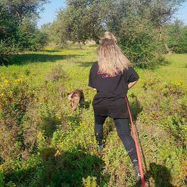 Chica con cuerda y perro mantrailing